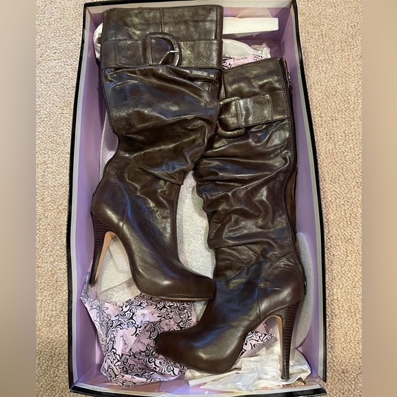 Facade knee high boots - brown leather - Picture 4 of 11